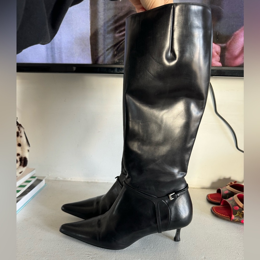 Vintage Leather Buckle Boots